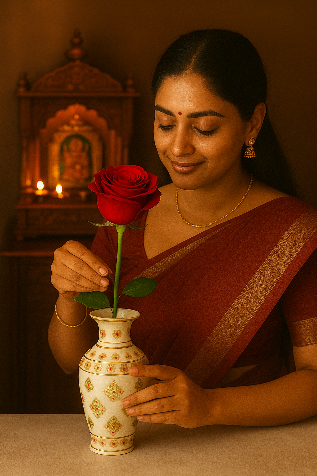 Handcrafted Marble Vase with Meenakari Work – Elegant Diwali Décor