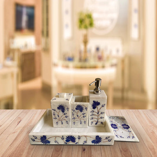 Luxury White Marble Bathroom Accessory Set – Elegant Designer Finish