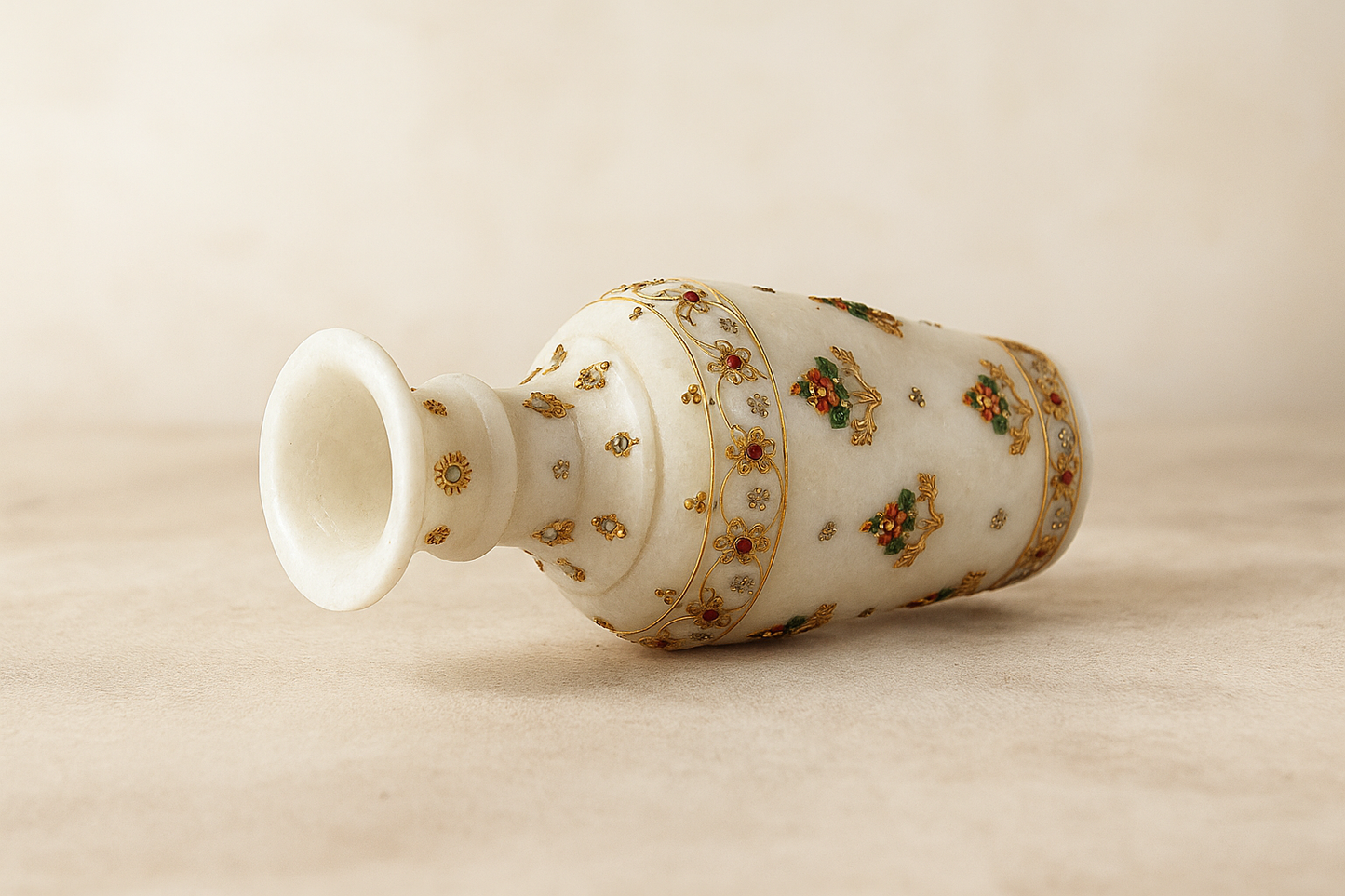 Handcrafted Marble Vase with Meenakari Work – Elegant Diwali Décor