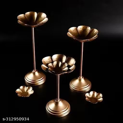 Taj Urli Floating Flower Set | Taj Urli with Stand Urli with Bowl | Urli, Pooja Diya, Wedding, Diwali, Christmas, Festival Decor Set of 9 pc