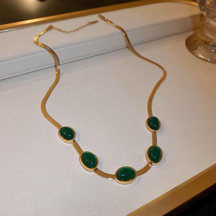 Minimal Luxe Green Stone Necklace – Elegant Everyday Jewelry | Homenstuffs