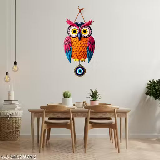 Premium Owl Design Wooden Wall Hanging | Wall Decoration for Home Decor Gift Items - 11.8' Inch x 7' Inch (Pack of 3), Multi