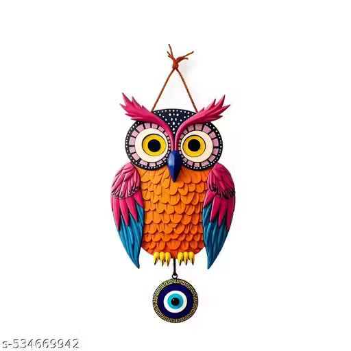 Premium Owl Design Wooden Wall Hanging | Wall Decoration for Home Decor Gift Items - 11.8' Inch x 7' Inch (Pack of 3), Multi