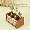 Premium Wooden Pastel Flora Cutlery Holder Spoon stand for kitchen | cutlery holder for dining table | wooden caddy storage organiser stand with 3 section Caddy holder (8.2x4.2x4 inch)