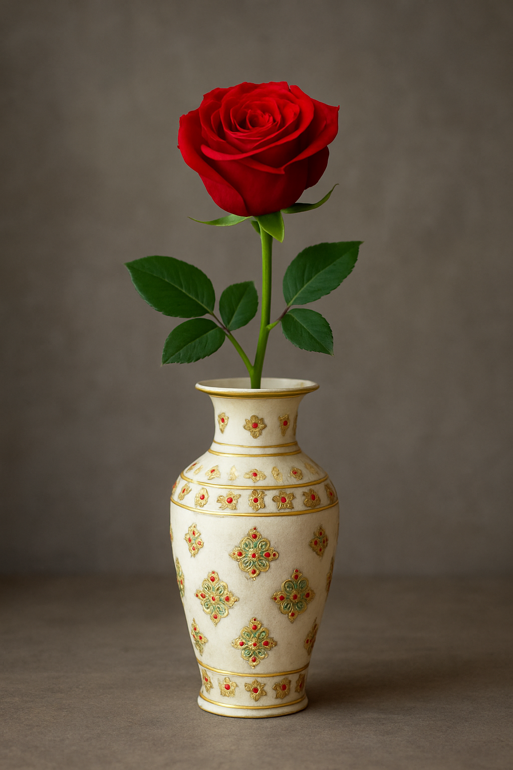 Handcrafted Marble Vase with Meenakari Work – Elegant Diwali Décor