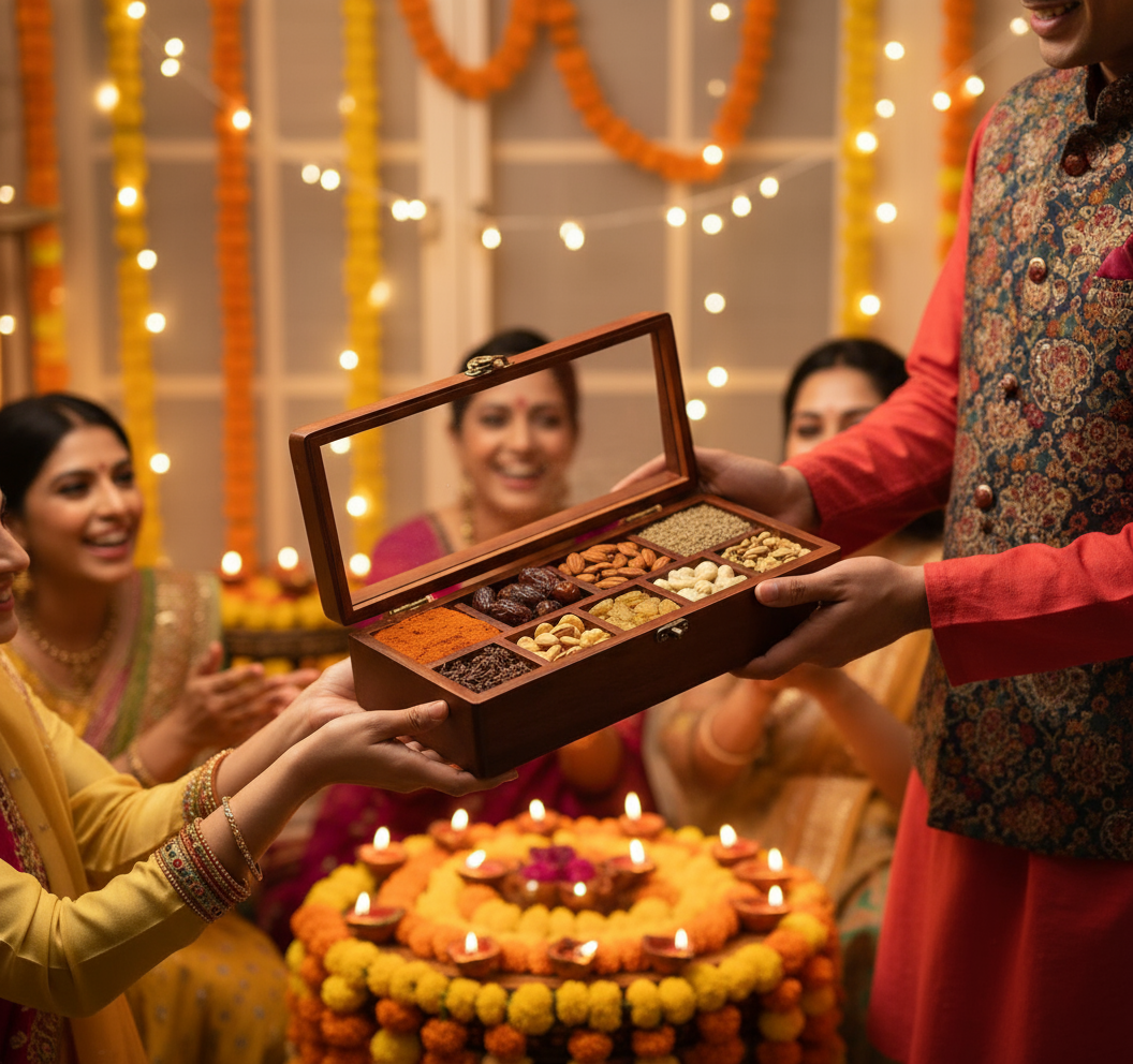 Prism Wooden Luxury  Dry Fruit and Spice  Box