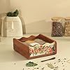 Premium Wooden Pastel Flora Nava Masala Box with Wooden Spoon | 9-Compartment Spice Box Organizer with Acrylic Lid Meenakari Work | Masala Dani Namak Dani | Masala's Container Dabba