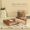Premium Wooden Pastel Flora Nava Masala Box with Wooden Spoon | 9-Compartment Spice Box Organizer with Acrylic Lid Meenakari Work | Masala Dani Namak Dani | Masala's Container Dabba