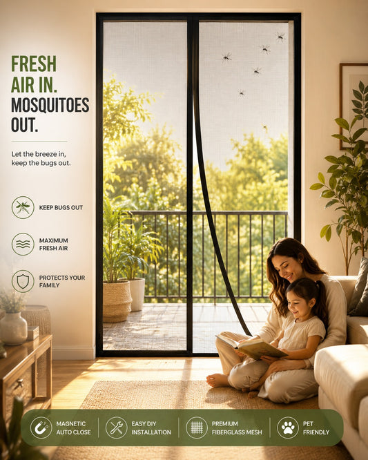 Polyester Magnetic Magic Mesh Door Curtain | Homenstuffs
