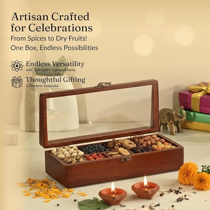 Prism Wooden Luxury  Dry Fruit and Spice  Box